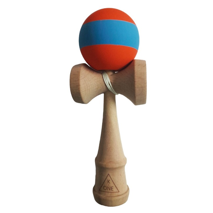 Професионална Кендама, Дървена топка със силиконово покритие, Портокал, 32KD