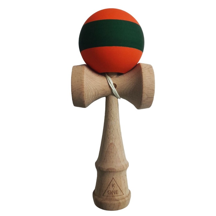 Професионална Kendama, Дървена топка със силиконово покритие, Оранжево/Зелено, 33KD