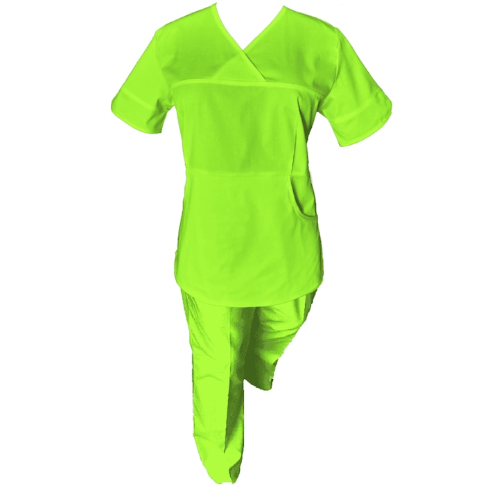 Дамски медицински костюм, Per Style, Sanda, полиестер/памук, лайм зелено, 4XL INTL