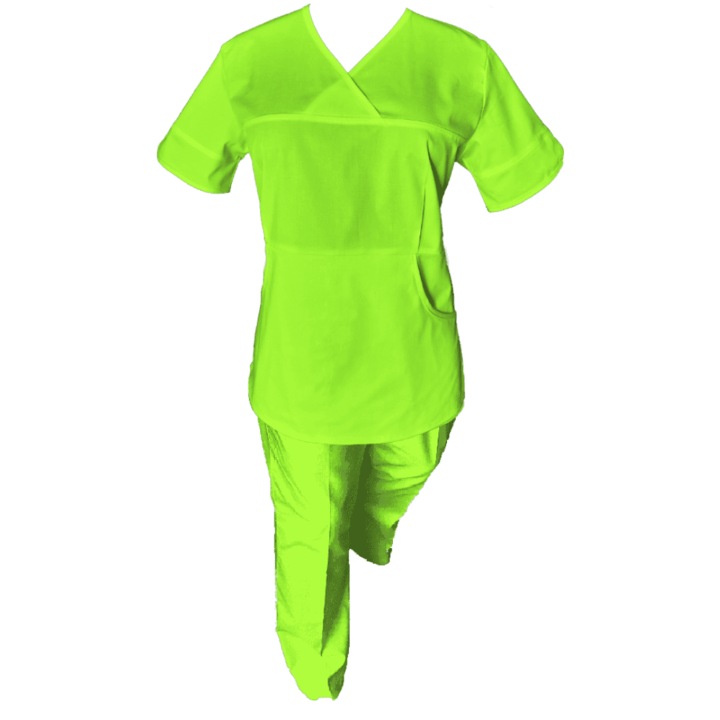 Costum Medical dama, Pe Stil, Model Sanda, Poliester/Bumbac, Verde Lime, XS INTL