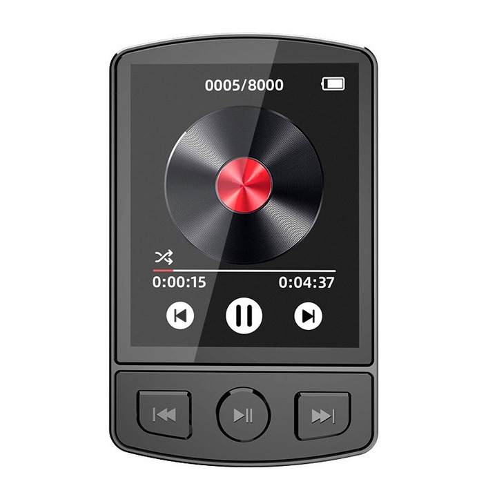 MP3 lejátszó, sundiguer, klipszel, 1,8 hüvelykes, 64 GB 128 GB-ig támogat, Bluetooth 5.0, hordozható, fekete