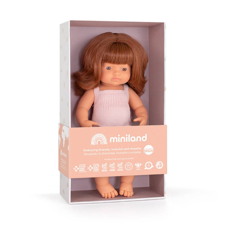 Червена кукла, Miniland, Винил, 38 см