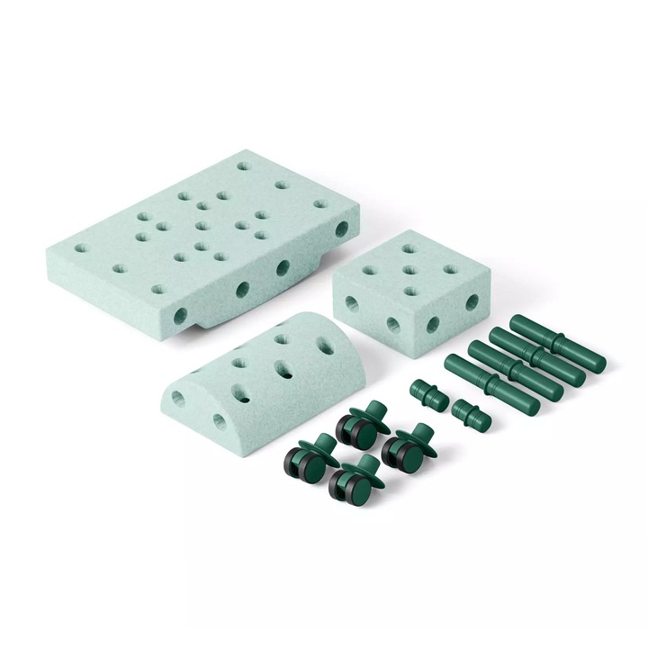 Set blocuri de constructie, MODU, 14 piese, Verde