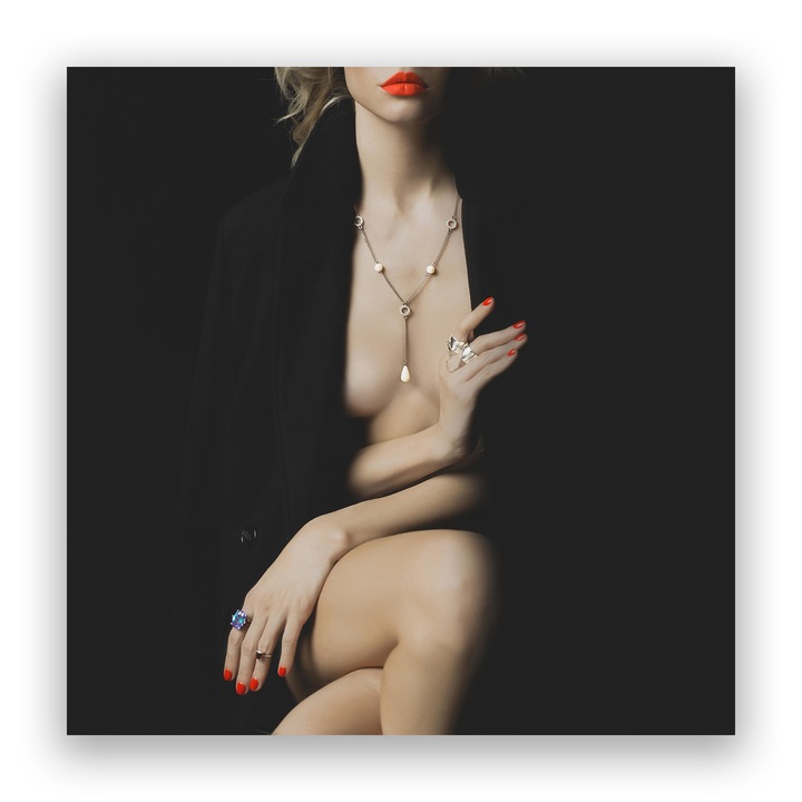 Първокласна картина на платно, LuxCanva® C1050, Чувствени жени, 50 X 50 CM, 100% памучно платно 400g/m2, Дървена рамка, Цветове, Жени, Чувственост, Всекидневна, Спалня, Релаксация, Живи цветове