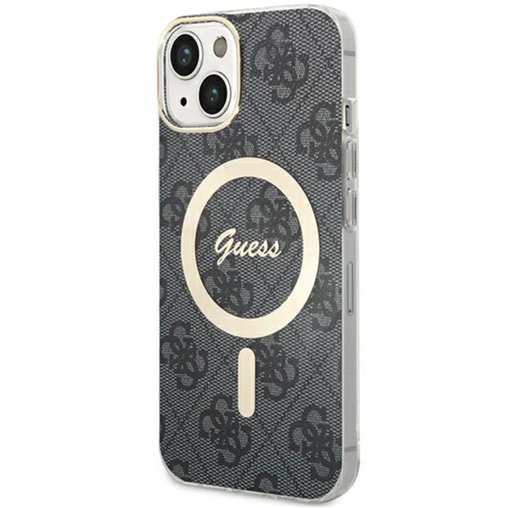 Husa protectie telefon, Guess, TPU/Policarbonat, Pentru iPhone 15 Plus/14 Plus, Compatibila cu MagSafe, Negru