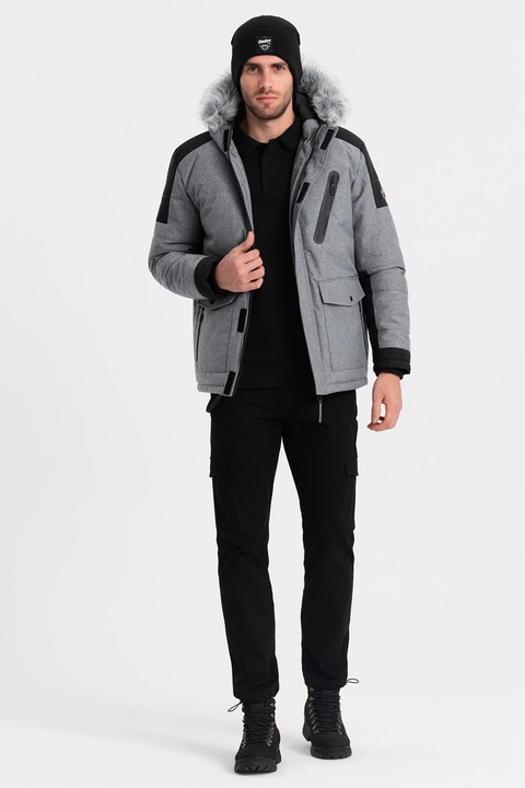 OMBRE, Зимно яке с еко пух, Черен/Сив