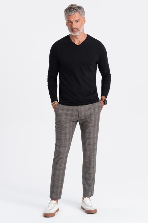 OMBRE, Bluza din bumbac cu decolteu in V, Negru