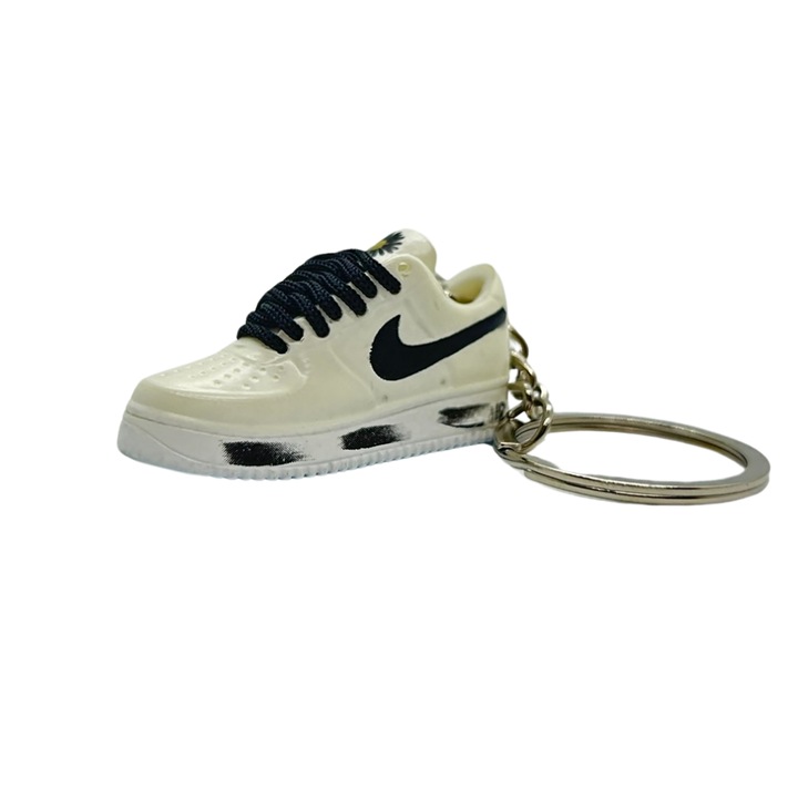 Nike Air Force 1 x alacsony x OFF-WHITE G DRAGON Edition modell kulcstartó, PVC + gumi, kézzel készített, 5 cm x 2 cm x 2 cm, fehér + fekete