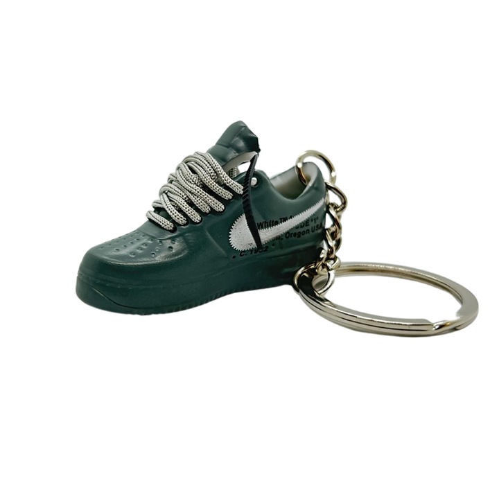 Nike Air Force 1 x Low x OFF-WHITE GREY Edition модел ключодържател, PVC + гума, ръчна изработка, 5cm x 2cm x 2cm, сиво + бяло