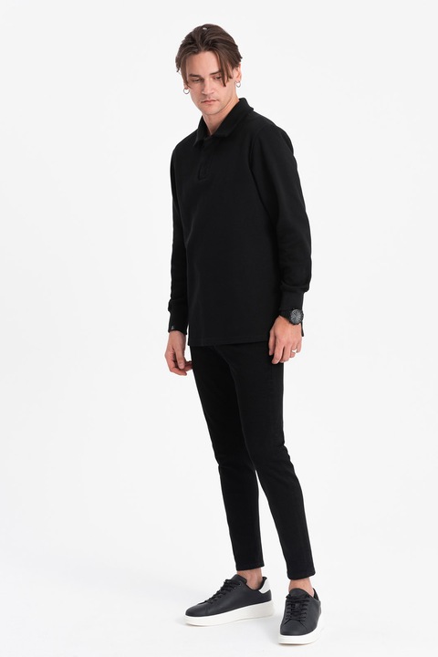 OMBRE, Блуза с памук с яка, Черен