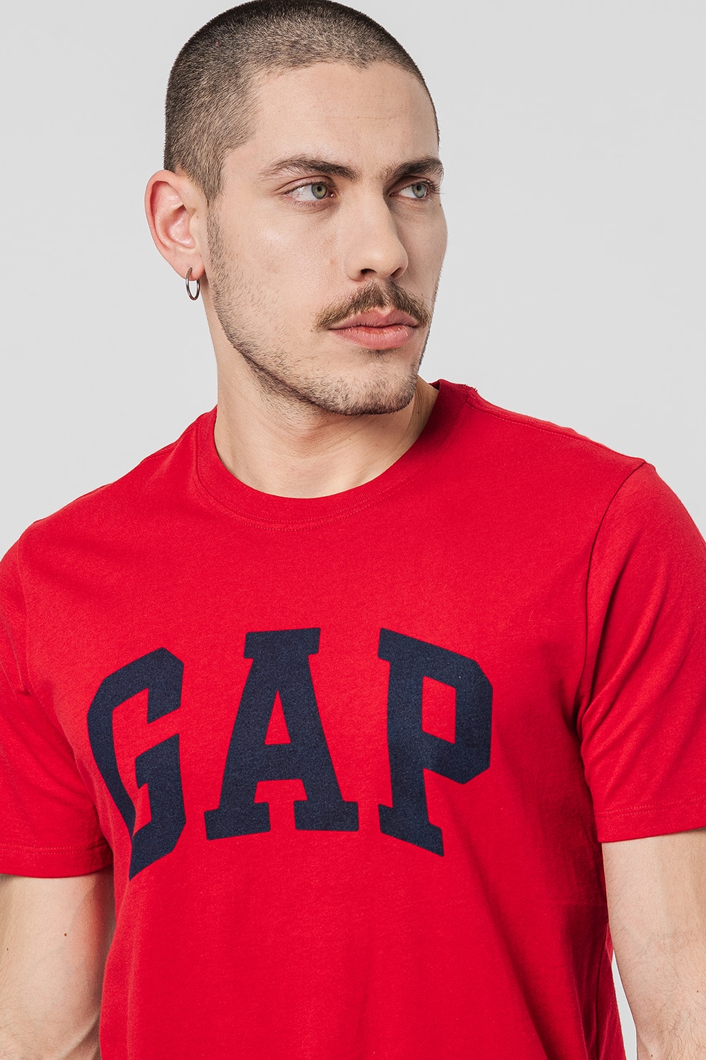 GAP, Tricou de bumbac cu imprimeu logo, Rosu, S