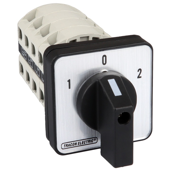 Kapcsoló Tracon Electric 25A 1-0-2 IP42 400V 48x48mm