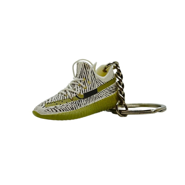 Adidas Yeezy 350 v2 Green Tint Edition kulcstartó, PVC + gumi, kézzel készített, 5 cm x 2 cm x 2 cm, fehér + zöld
