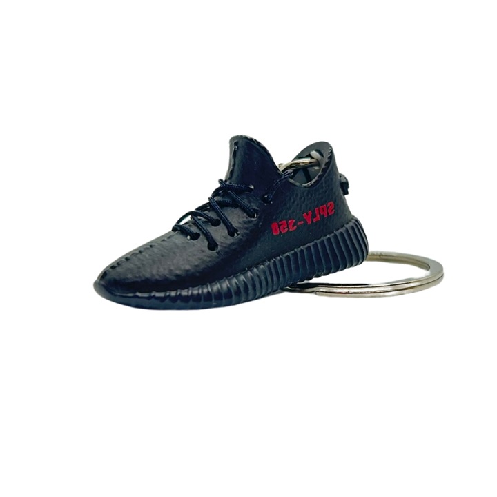 Adidas Yeezy Boost 350 V2 modell kulcstartó - Core Black Red Edition, PVC + gumi, kézzel készített, 5 cm x 2 cm x 2 cm, fekete + piros
