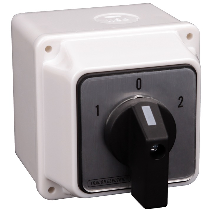 Kapcsoló házzal, Tracon Electric, ABS, 20A, 400V, IP65, fehér/fekete