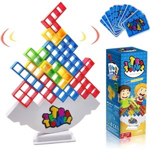 Joc de societate tip Tetris, Tetra Tower, construcție și echilibru, pentru copii și adulți, 2-4 jucători, 32 piese