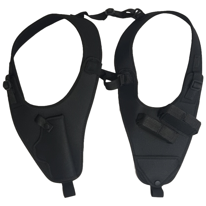 Pisztolytok, AKAR KA7219 rejtett, heveder, mellény, váll, univerzális, poliészter, fekete, GLOCK 17/19, HS 9, HK P30, Beretta PX4, CZ 75, CZ P-09 / P-07 vagy hasonló, jobbra kéz, 2 magazintartó, bilincszseb