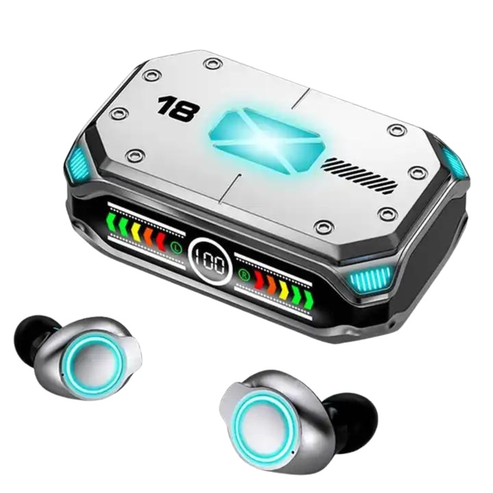Безжични слушалки TU&YA Sound Pro, Bluetooth 5.3, с микрофон, сензорно управление, гласов асистент, шумопотискане, истинска безжична връзка, 160 часа автономност, 2 резервни щепсела, магнитна кутия, водоустойчиви, универсални, сиви