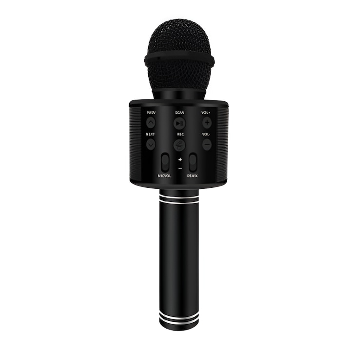 Vezeték nélküli Karaoke Neo™ mikrofon gyerekeknek, beépített hangszóró, SD kártya, többfunkciós, sztereó, fekete