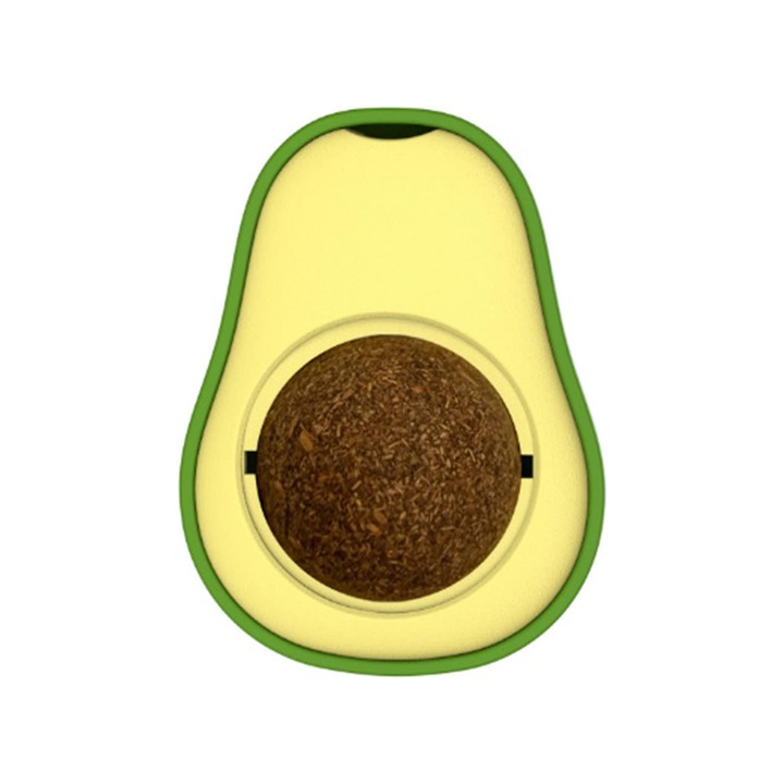 Játék természetes mate fűvel, 360°-ban forgó labdával a szórakozáshoz és a fogápoláshoz, csökkenti a szorongást és támogatja az emésztés egészségét, Avokádó forma