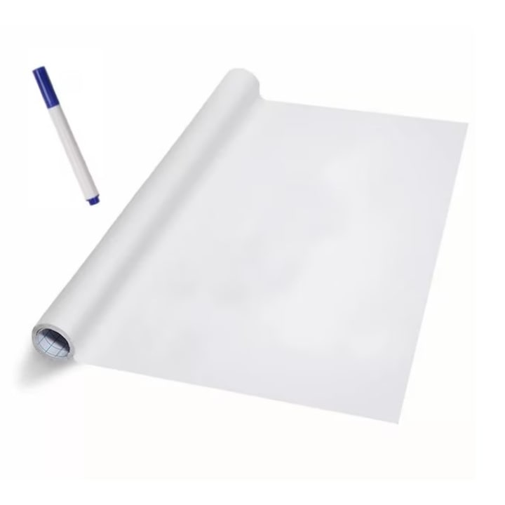 Бяла ученическа дъска DAVIDAMI CONCEPT® Самозалепващо фолио за писане и рисуване с маркер, размер 200 см x 45 см