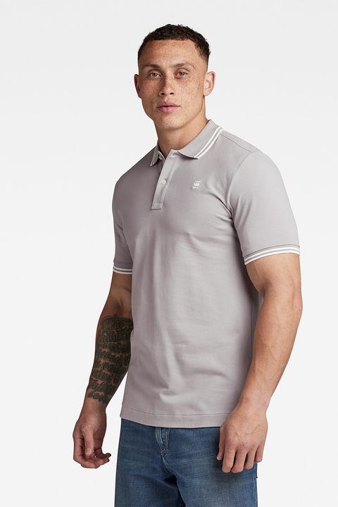 G-STAR, Слим тениска Dunda с яка, Светло сив