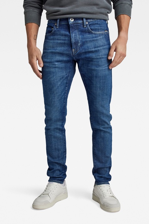 G-STAR, Blugi skinny cu talie medie Revend, Albastru inchis