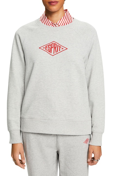 Esprit, Bluza de trening cu logo, Gri deschis melange, S