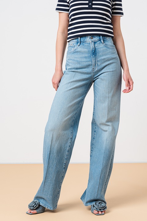 G-STAR, Blugi cu croiala ampla si talie inalta Deck 2.0, Albastru deschis