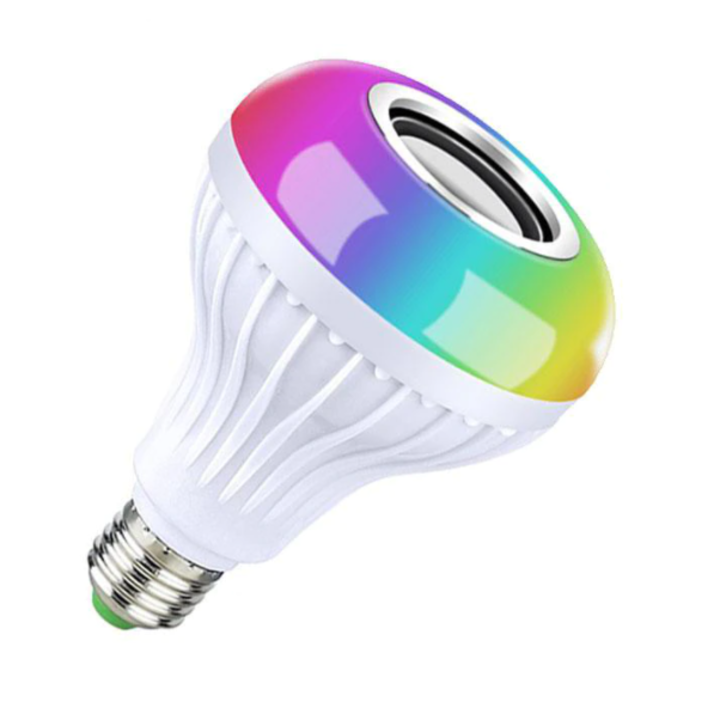 Bec inteligent cu difuzor, E27, tip boxa, 12W, bluetooth, controlabil prin aplicatie Android/iOS, LED RGBW