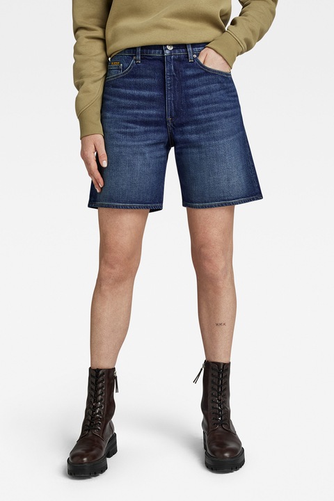 G-STAR, Pantaloni scurti din denim cu talie medie, Albastru melange