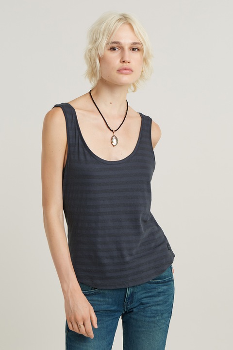 G-STAR, Слим топ с райе, Прашно синьо