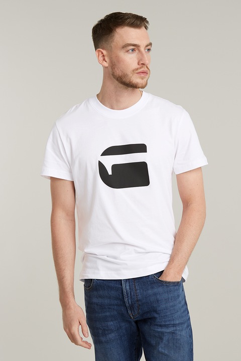 G-Star RAW, Тениска Burger от органичен памук с лого, Бял