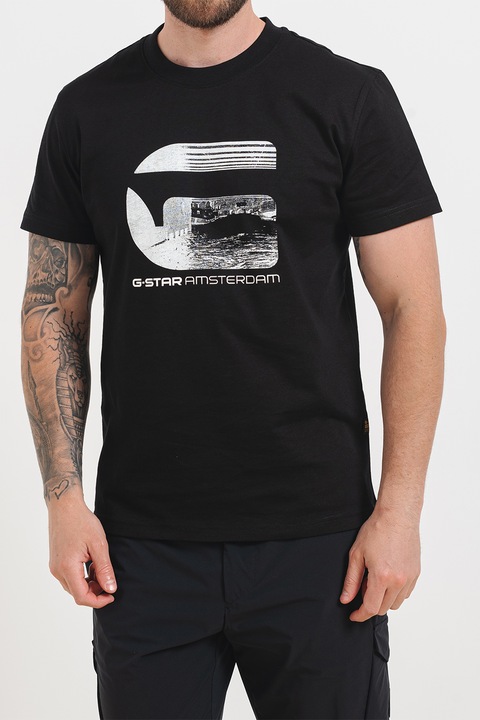 G-STAR, Тениска Amsterdam с лого, Черен, M