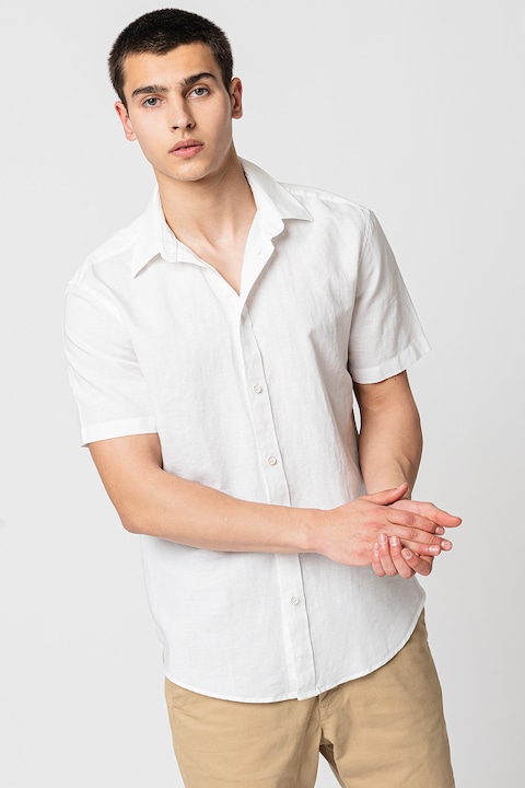 Esprit, Риза с лен с къси ръкави, Бял