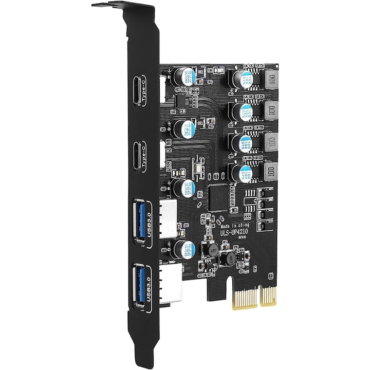 Адаптер за PCIe карта към USB 3.1 Type-C и USB-A (2x USB 3.2, 2x Type-C), JENUOS®