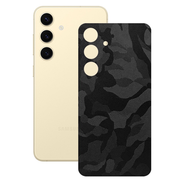 SILKASE bőrfólia, Samsung Galaxy S24 Plus-hoz, fekete bütyök, telefon hátvédő