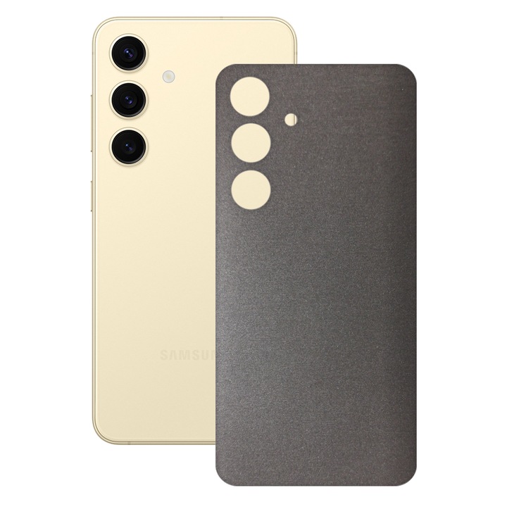 SILKASE bőrfólia, Samsung Galaxy S24-hez, szálcsiszolt szürke, telefon hátvédő