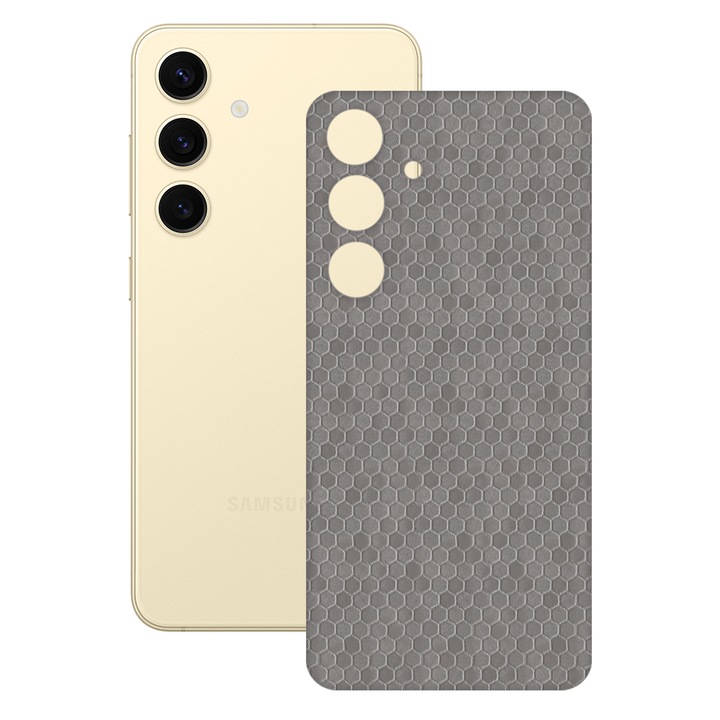 SILKASE bőrfólia, Samsung Galaxy S24 Plus-hoz, szürke hexa, telefon hátvédő