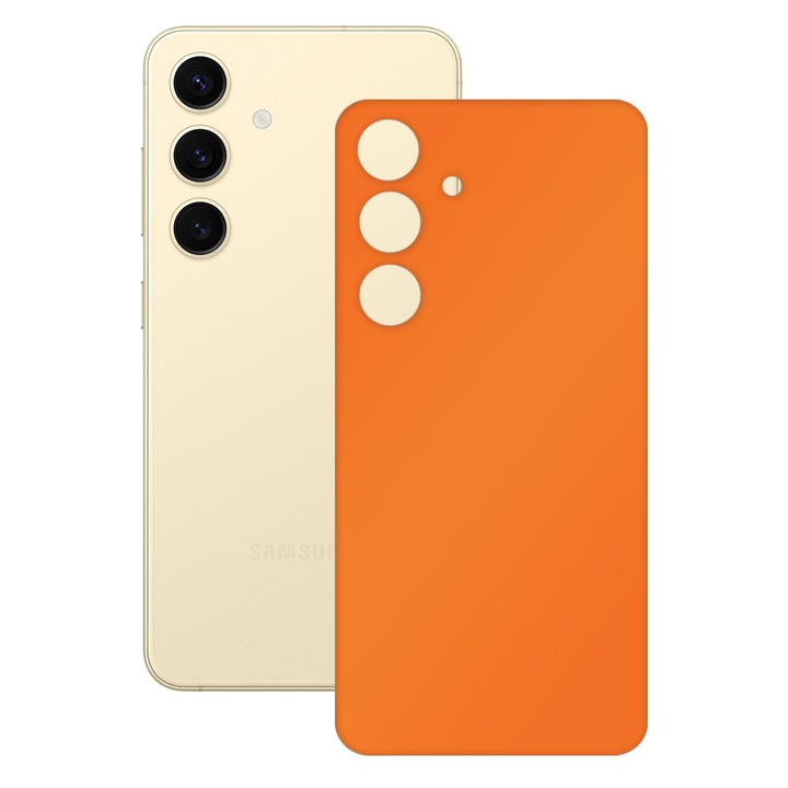 SILKASE bőrfólia, Samsung Galaxy S24 Plus-hoz, matt narancssárga, telefon hátvédő