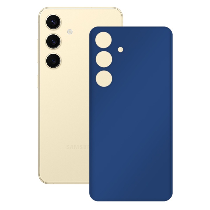 SILKASE bőrfólia, Samsung Galaxy S24 Plus-hoz, matt sötétkék, telefon hátvédő