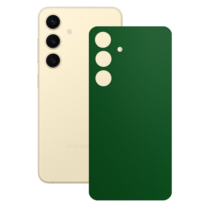 SILKASE bőrfólia, Samsung Galaxy S24 Plus-hoz, matt sötétzöld, telefon hátvédő