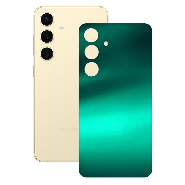 SILKASE bőrfólia, Samsung Galaxy S24-hez, smaragdzöld, telefon hátvédő