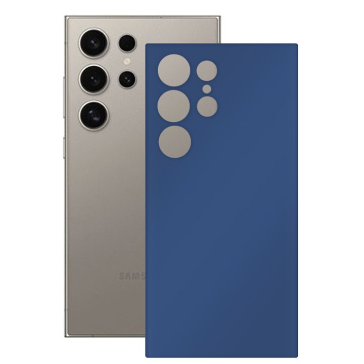 SILKASE bőrfólia, Samsung Galaxy S24 Ultra-hoz, matt sötétkék, telefon hátvédő