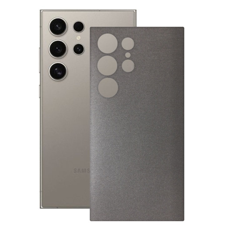 SILKASE bőrfólia, Samsung Galaxy S24 Ultra-hoz, szálcsiszolt szürke, telefon hátvédő