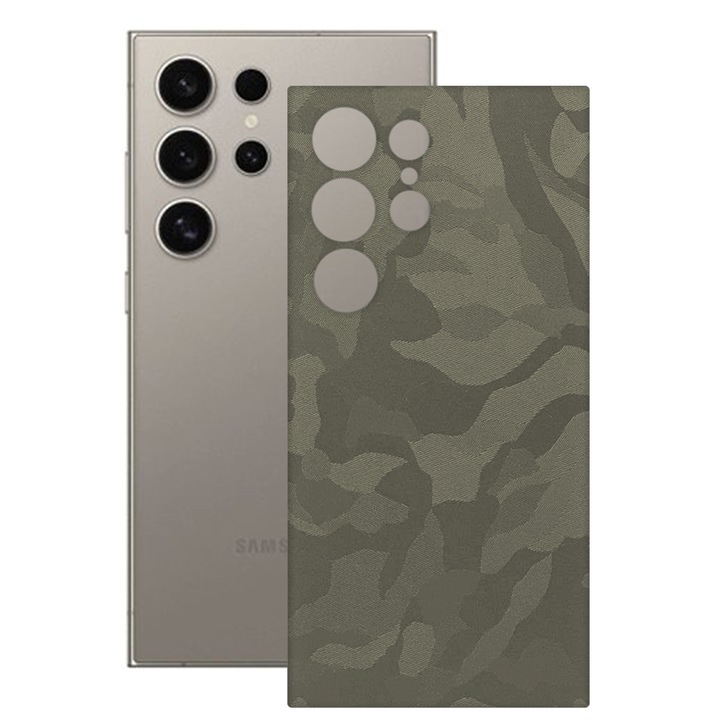 SILKASE bőrfólia, Samsung Galaxy S24 Ultra-hoz, zöld bütyök, telefon hátvédő