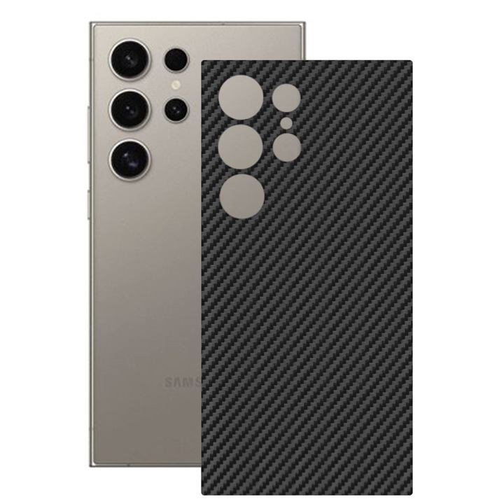 SILKASE bőrfólia, Samsung Galaxy S24 Ultra-hoz, karbon, telefon hátvédő