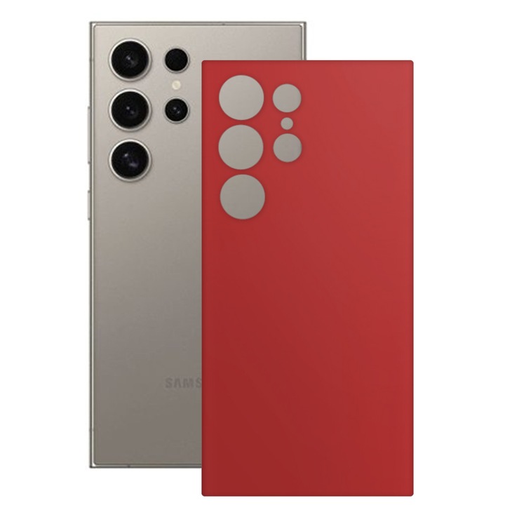 SILKASE bőrfólia, Samsung Galaxy S24 Ultra-hoz, piros, telefon hátvédő