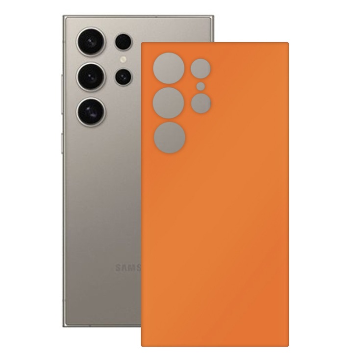 SILKASE bőrfólia, Samsung Galaxy S24 Ultra-hoz, matt narancssárga, telefon hátvédő