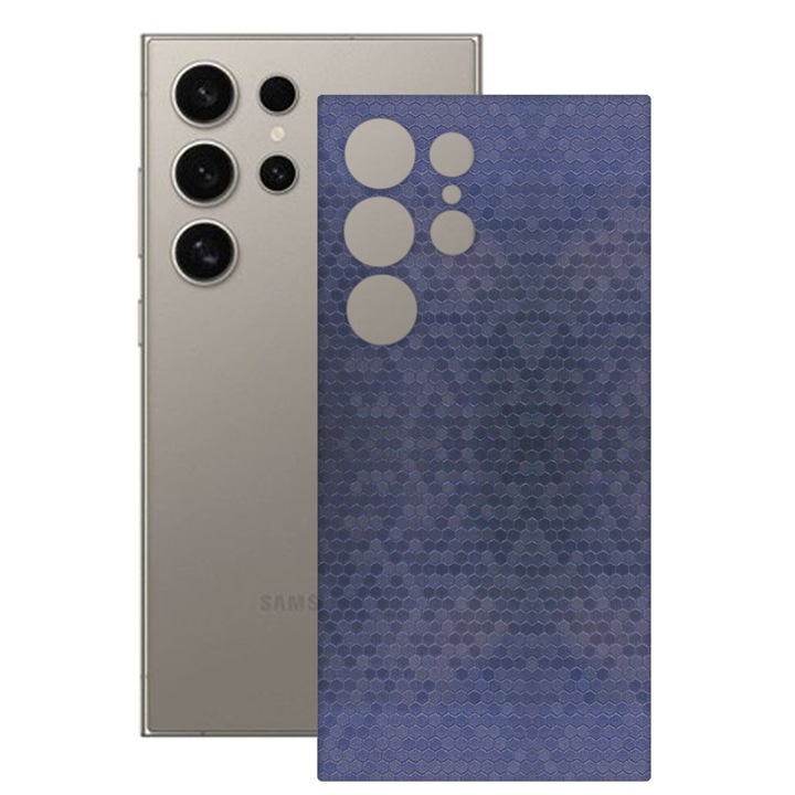 SILKASE bőrfólia, Samsung Galaxy S24 Ultra-hoz, hexa kék, telefon hátvédő
